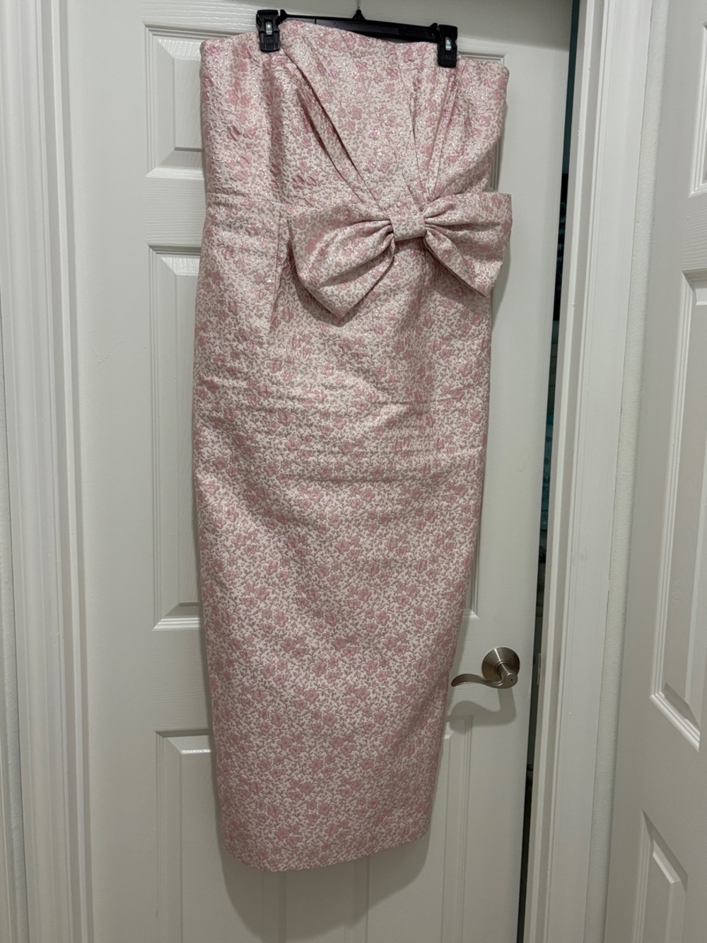 Lilly Pulitzer Pink Floral Strapless Midi Dress with Statement Bow